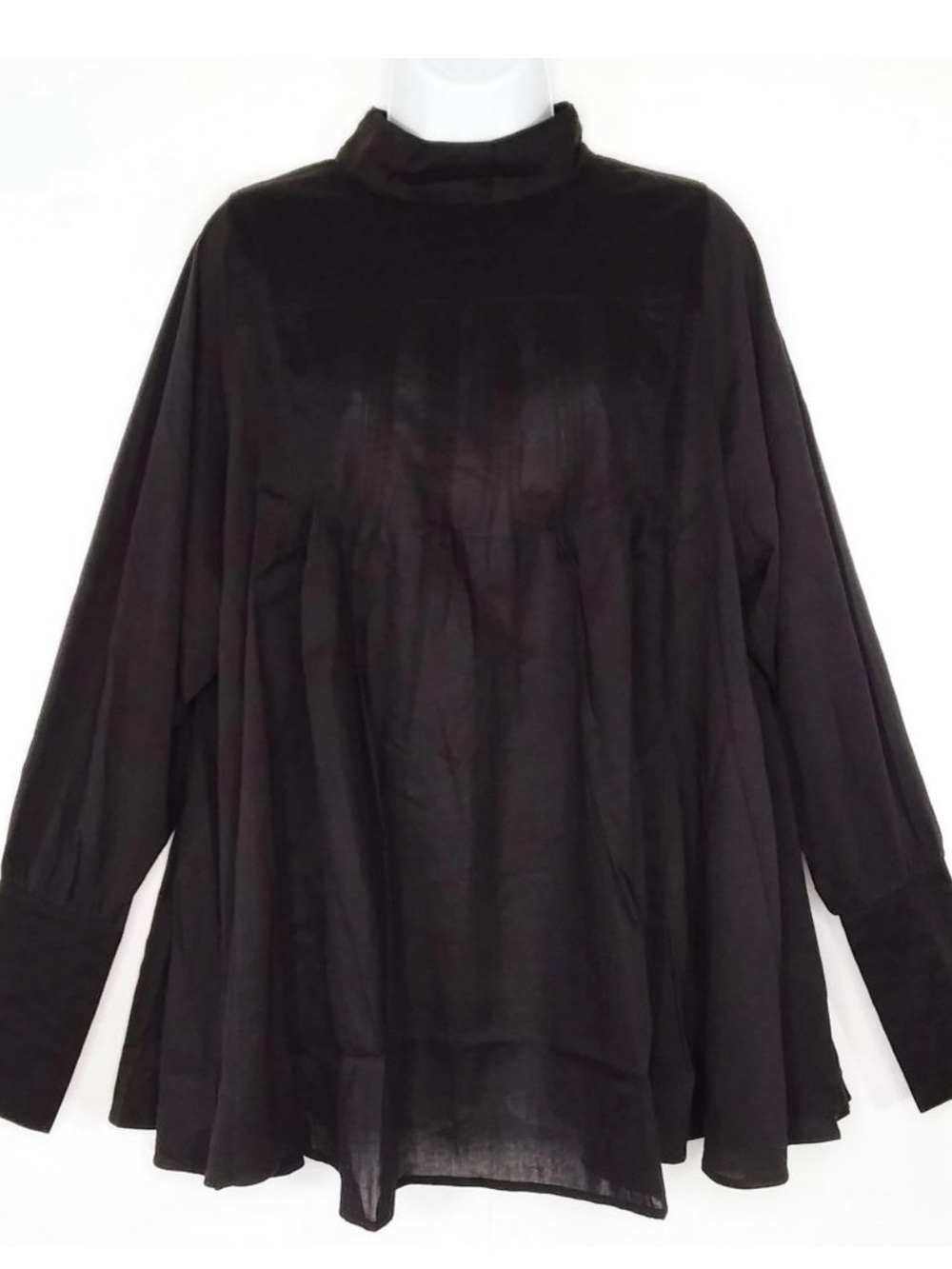 Peruvian Connection Black High-Neck Tunic Top